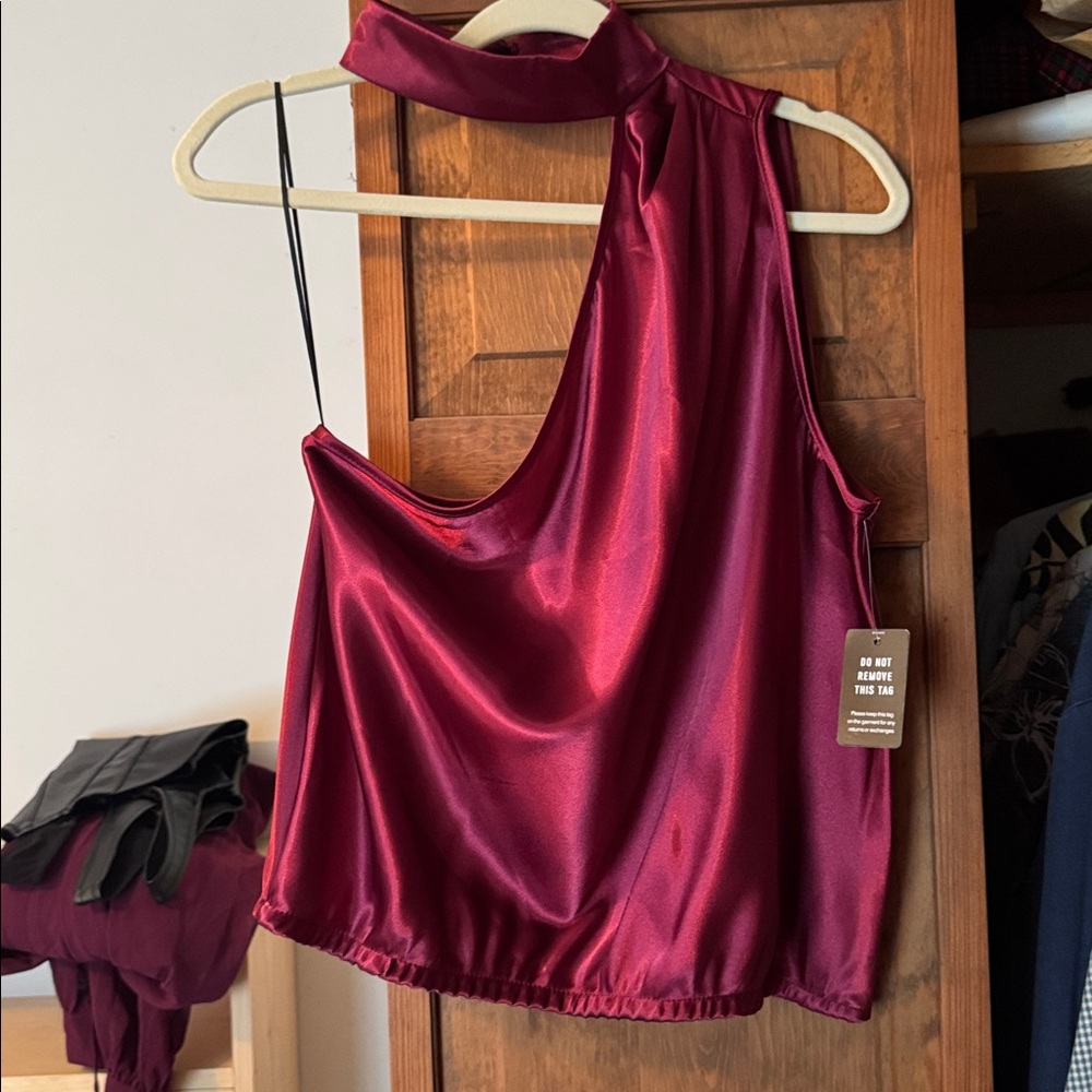 Express One Shoulder Halter Top